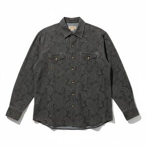 Ryan Michael Mens Western Shirt Paisley Silk Blend Snap Blue Gray XL Cowboy